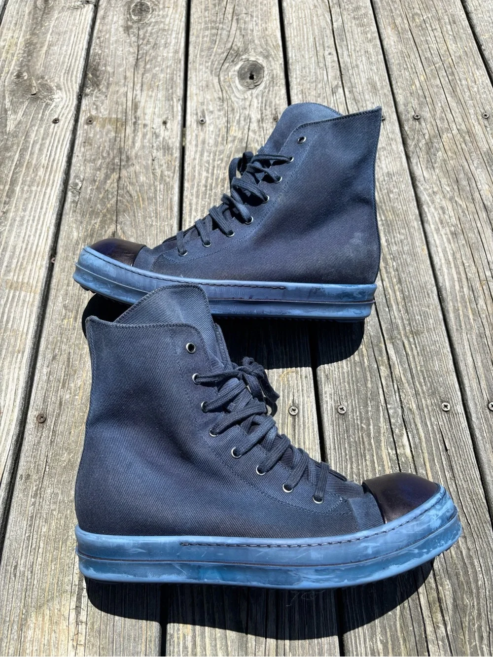 Rick Owens EDFU DRKSHDW High Indigo Blue size 10